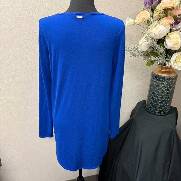 Calvin Klein Royal Blue Long Sleeve Stretch Knit Top Women’s Small Classic Tee - Picture 3 of 9